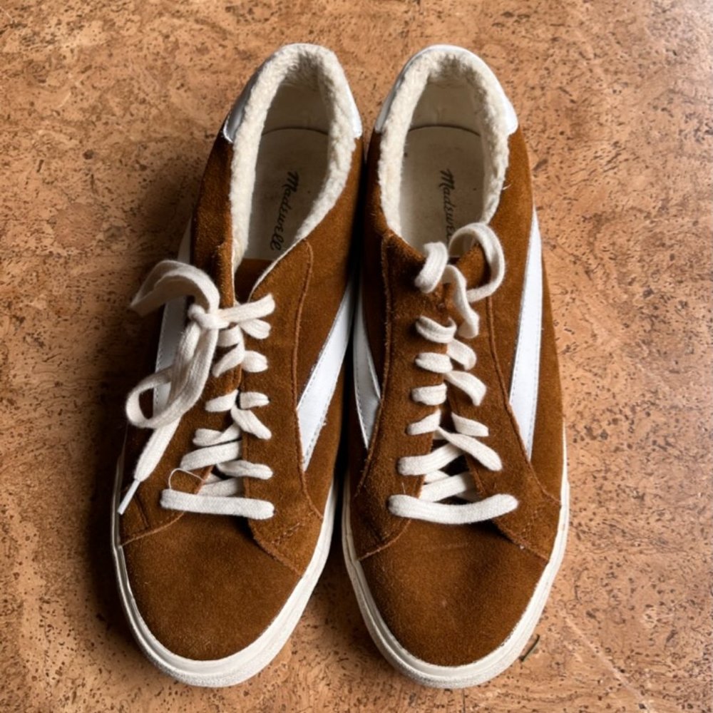 Madewell Sidewalk Low-Top Suede Faux Sherpa Sneaker
